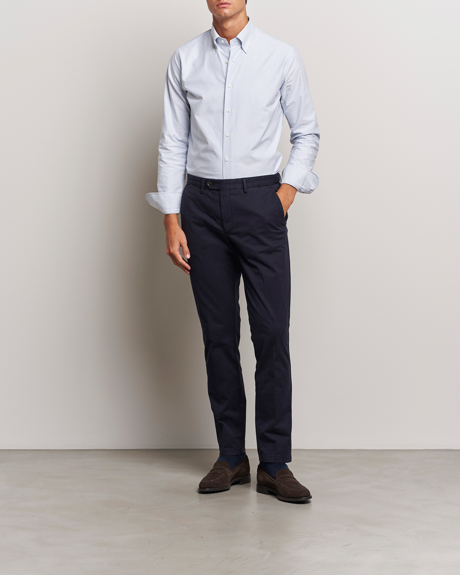 Mies | Kauluspaidat | Grigio | Oxford Button Down Shirt Light Blue Stripe