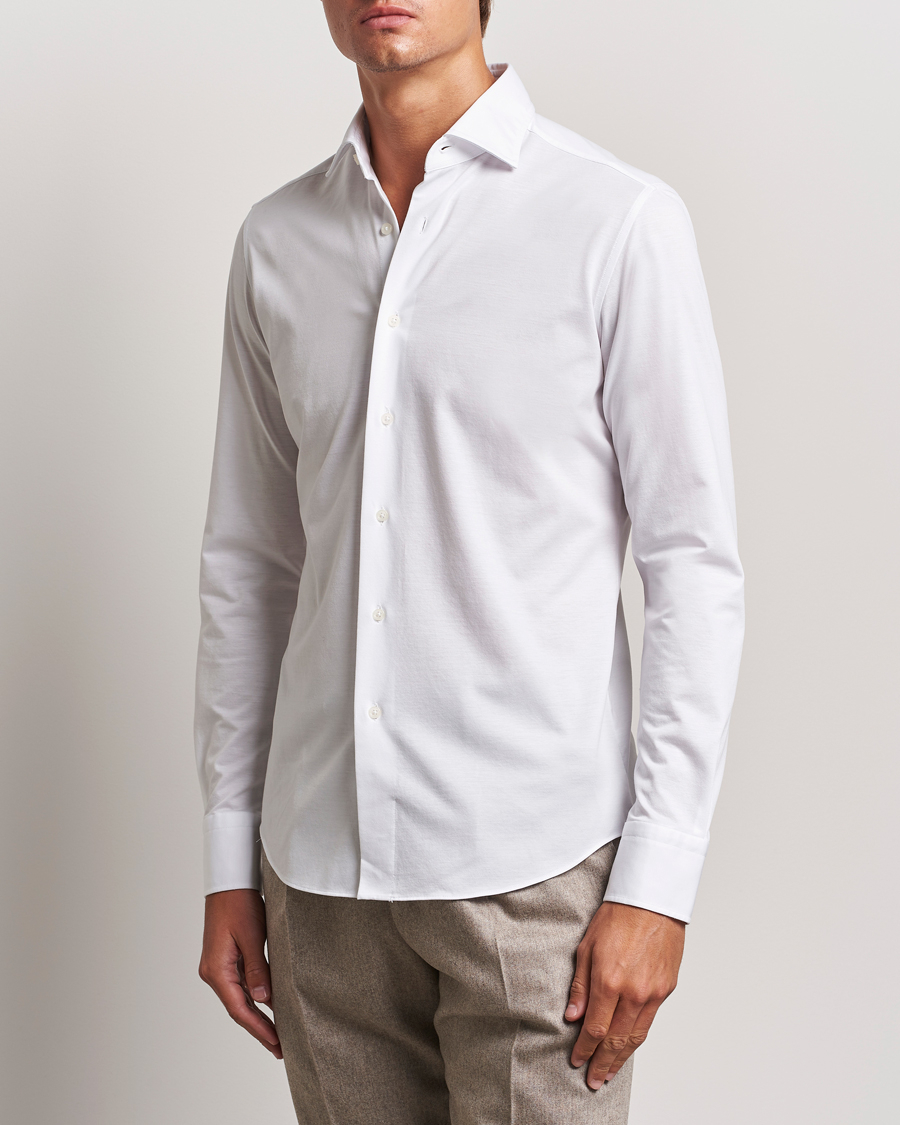 Mies | Kauluspaidat | Grigio | Cotton Jersey Shirt White