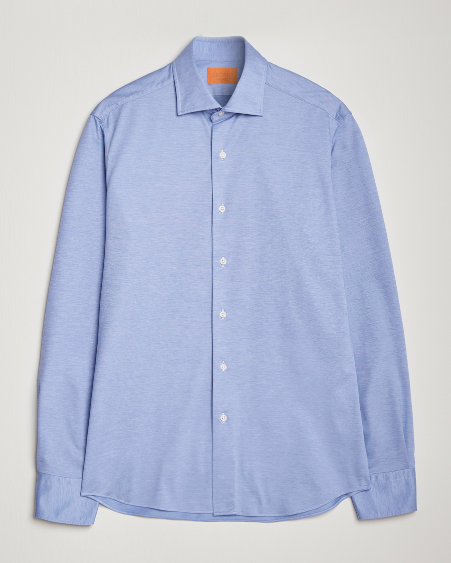 Mies | Kauluspaidat | Grigio | Cotton Jersey Shirt Light Blue