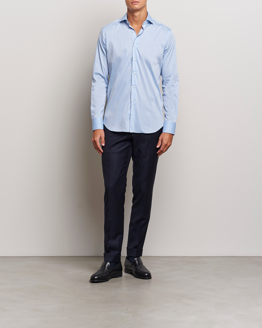 Mies | Kauluspaidat | Grigio | Stretch Popeline Dress Shirt Light Blue
