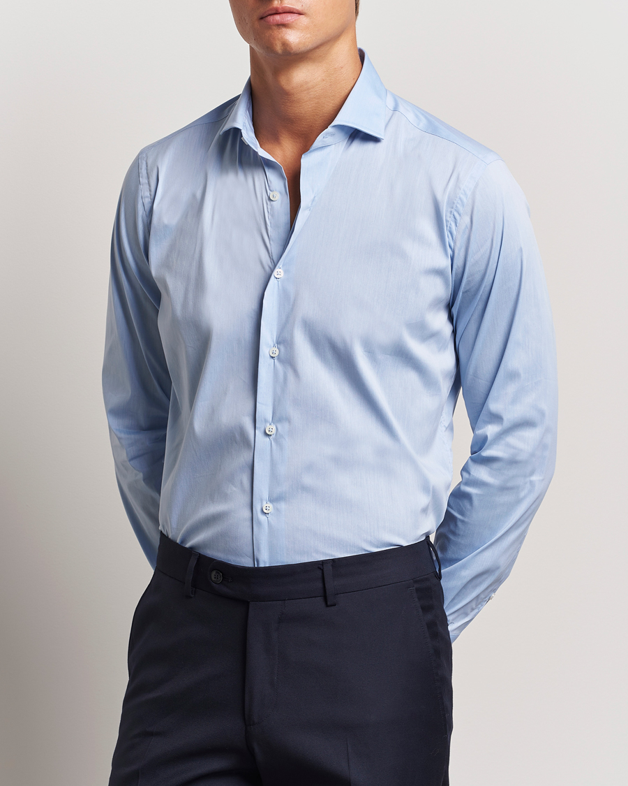 Mies | Kauluspaidat | Grigio | Stretch Popeline Dress Shirt Light Blue