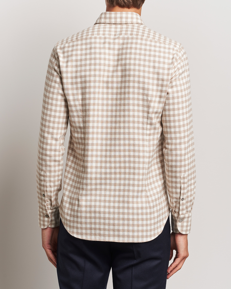 Mies | Kauluspaidat | Grigio | Washed Flannel Shirt Beige Check