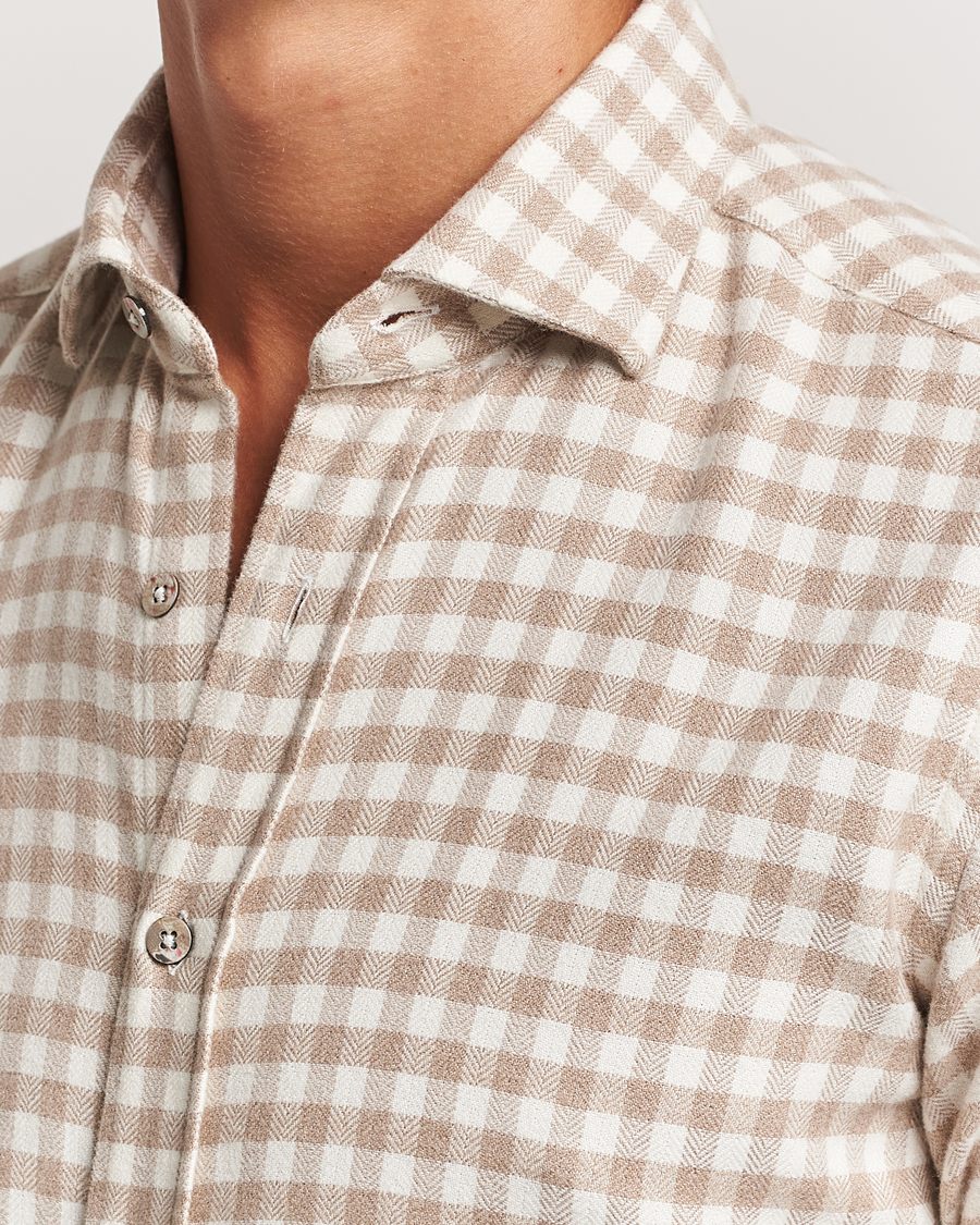 Mies | Kauluspaidat | Grigio | Washed Flannel Shirt Beige Check
