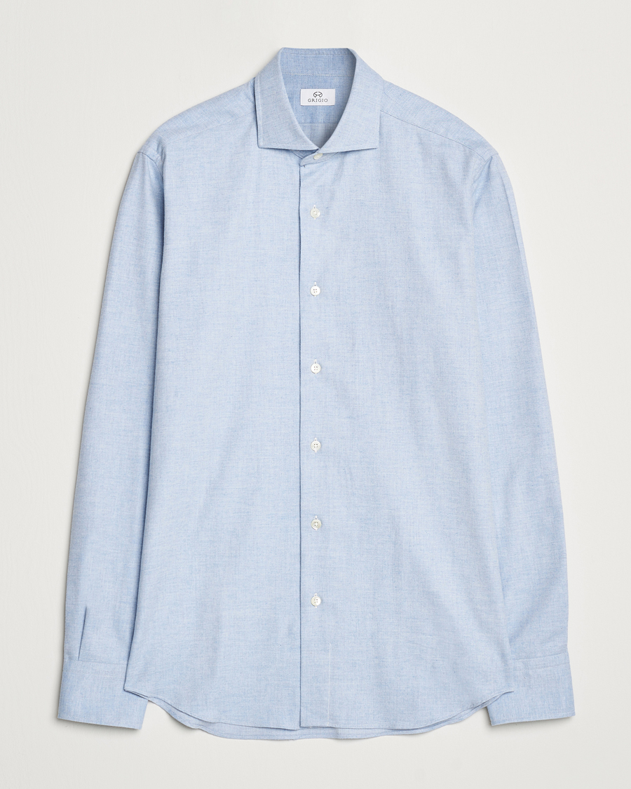 Mies | Kauluspaidat | Grigio | Washed Flannel Shirt Light Blue