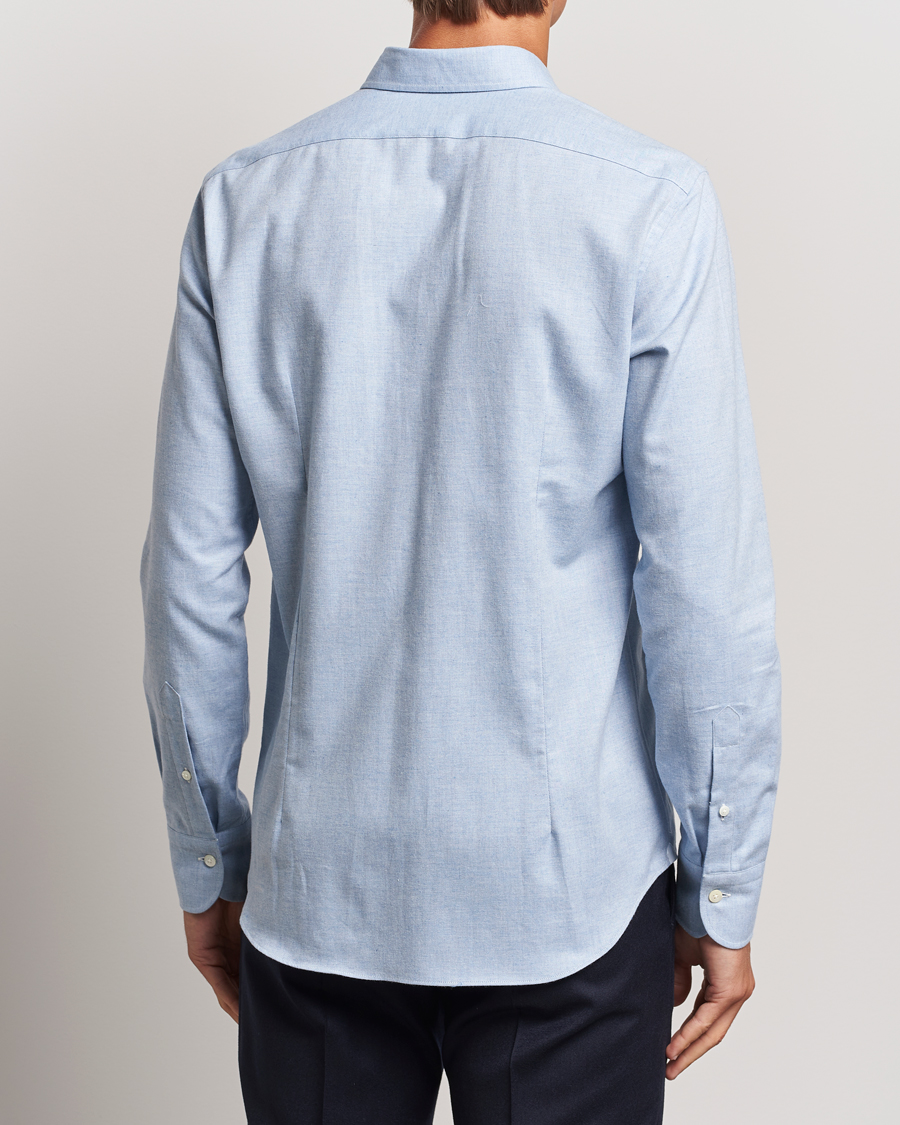 Mies | Kauluspaidat | Grigio | Washed Flannel Shirt Light Blue