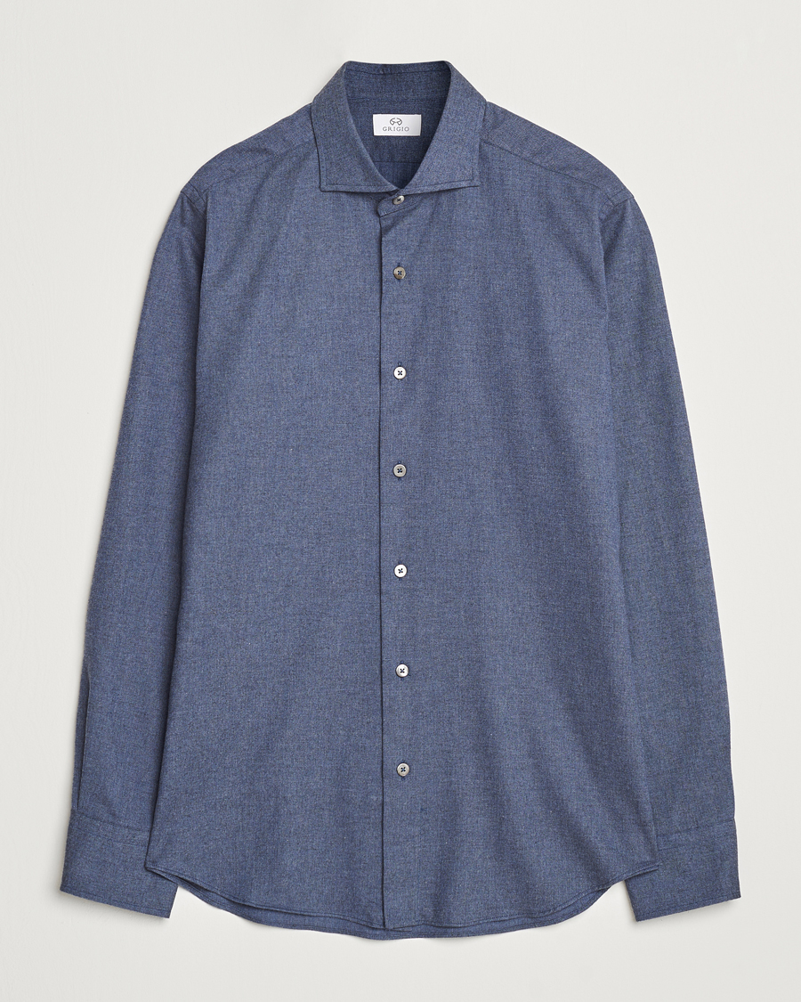 Mies | Kauluspaidat | Grigio | Washed Flannel Shirt Navy