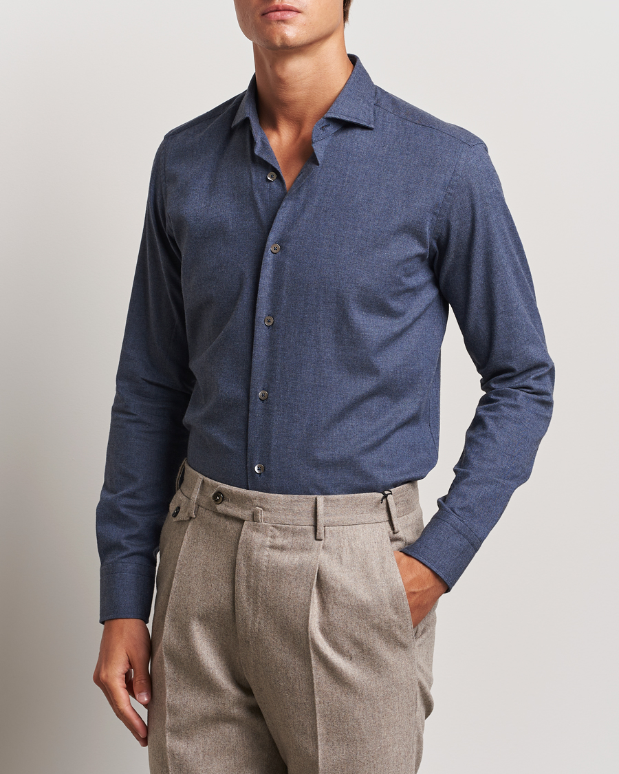 Mies | Kauluspaidat | Grigio | Washed Flannel Shirt Navy