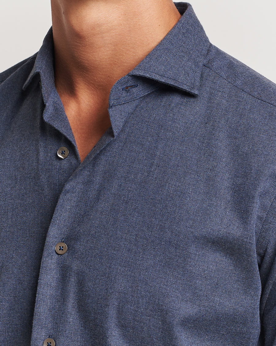 Mies | Kauluspaidat | Grigio | Washed Flannel Shirt Navy