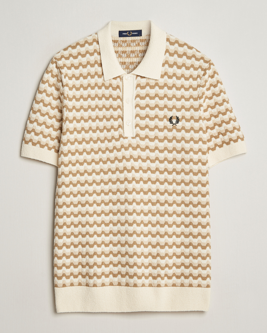 Mies | Pikeet | Fred Perry | Bouclé Jacquard Knitted Polo Ecru