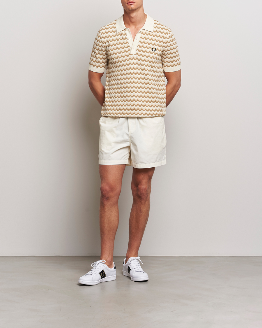 Mies | Pikeet | Fred Perry | Bouclé Jacquard Knitted Polo Ecru