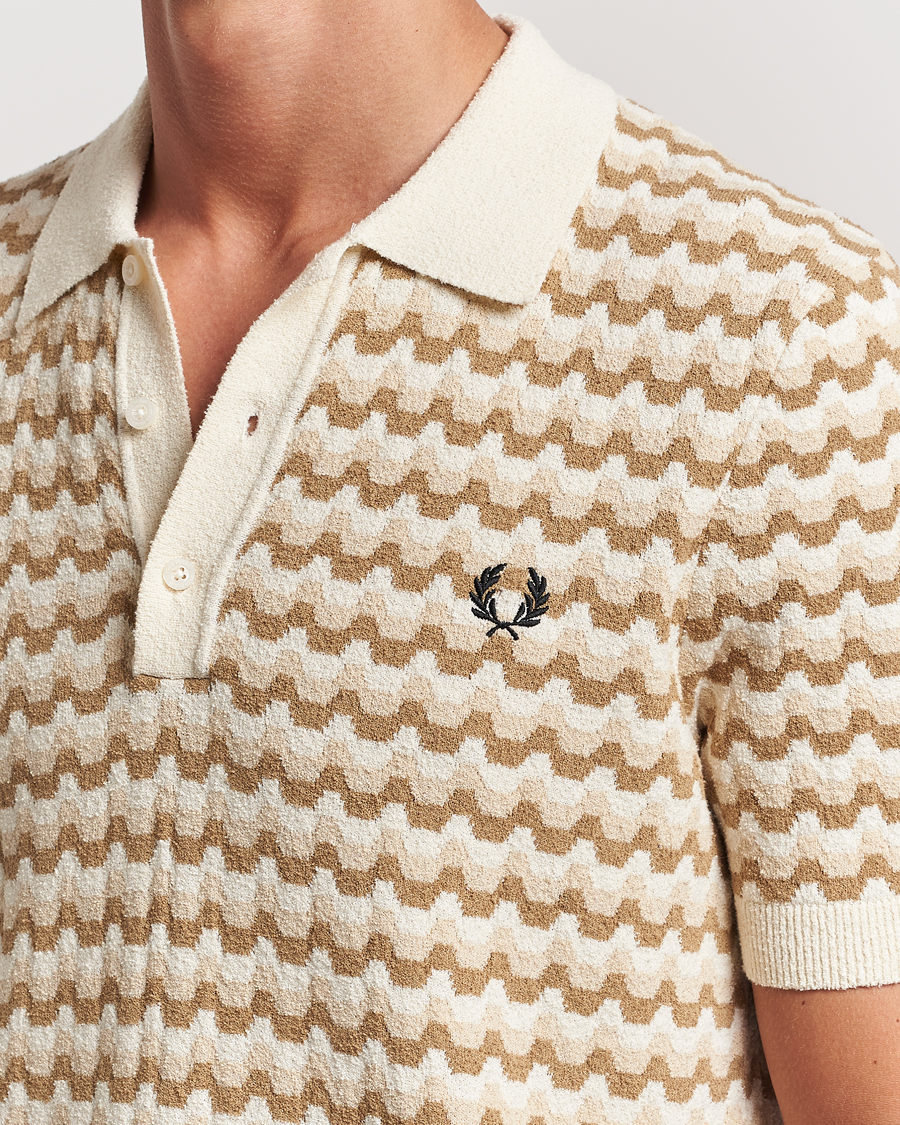 Mies | Pikeet | Fred Perry | Bouclé Jacquard Knitted Polo Ecru