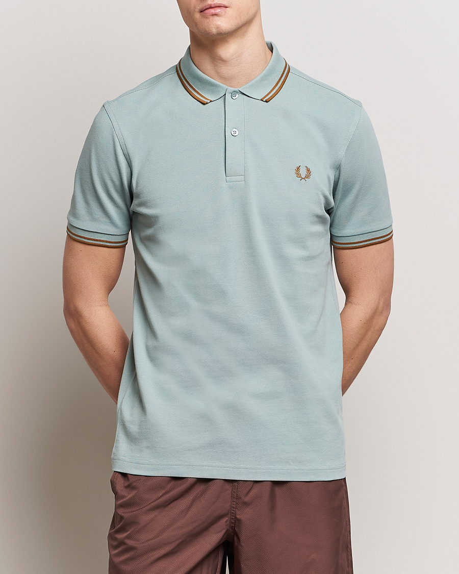 Herre | Best of British | Fred Perry | Twin Tipped Polo Shirt Silver Blue