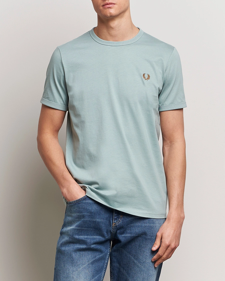 Mies | Best of British | Fred Perry | Ringer T-Shirt Silver Blue