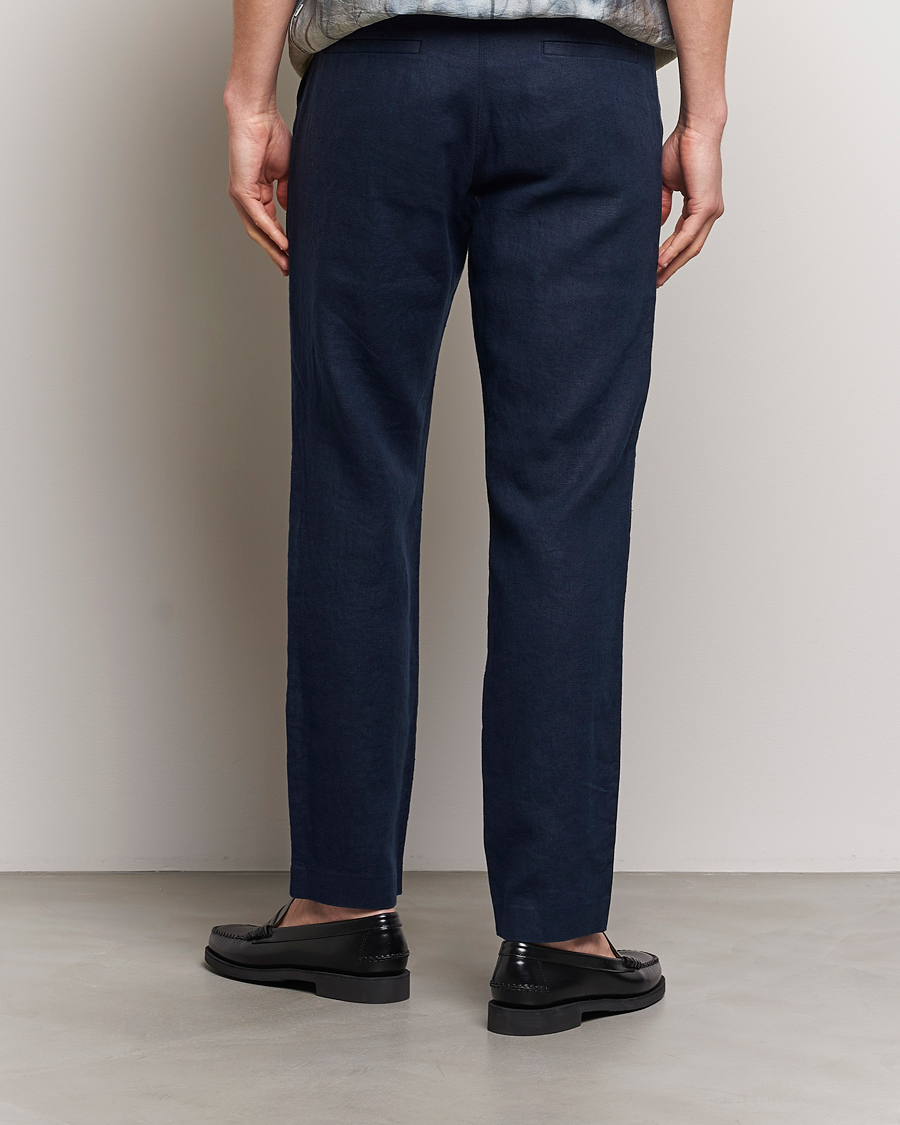 Mies | Housut | NN07 | Theo Linen Trousers Navy Blue
