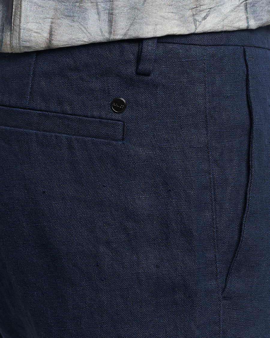 Mies | Housut | NN07 | Theo Linen Trousers Navy Blue