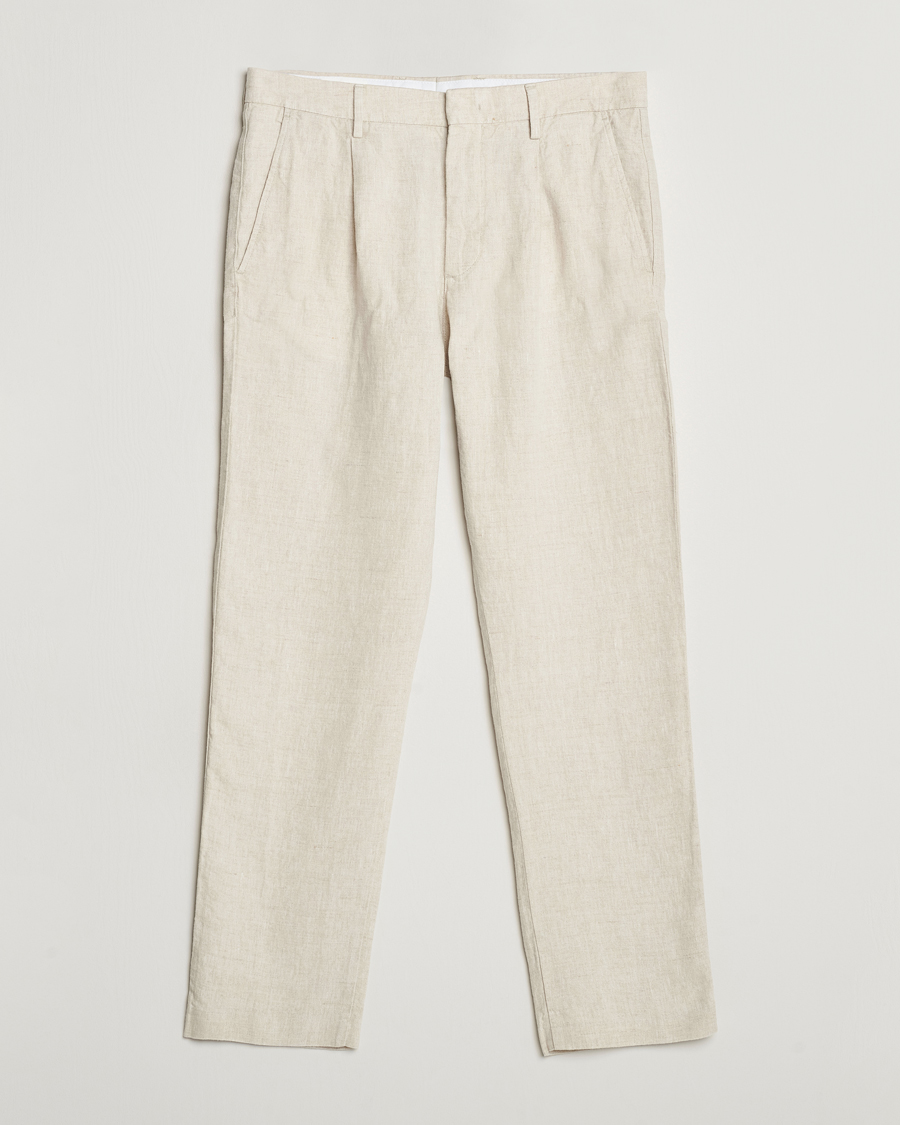 Mies | Housut | NN07 | Bill Pleated Linen Trousers Oat