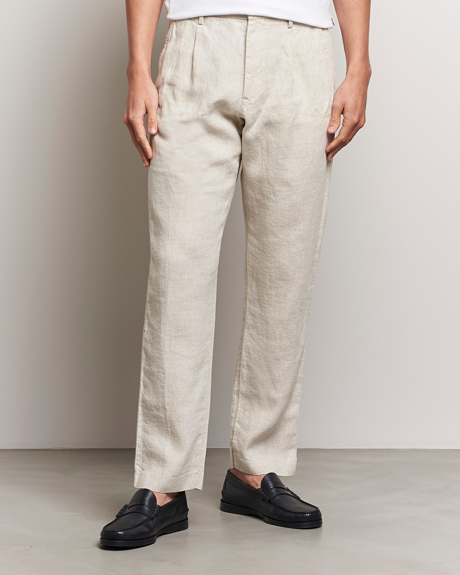 Mies | Housut | NN07 | Bill Pleated Linen Trousers Oat