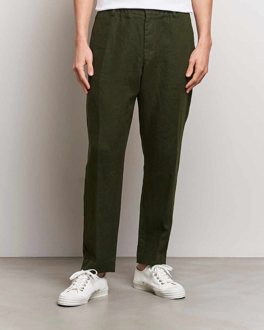Mies | Housut | NN07 | Billie Linen Drawstring Trousers Rosin Green