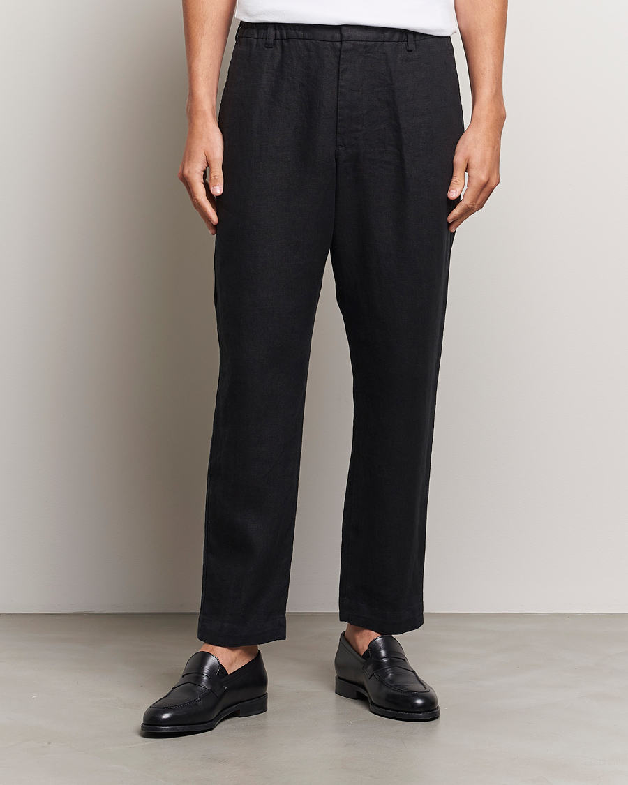 Mies | Uudet tuotekuvat | NN07 | Billie Linen Drawstring Trousers Black