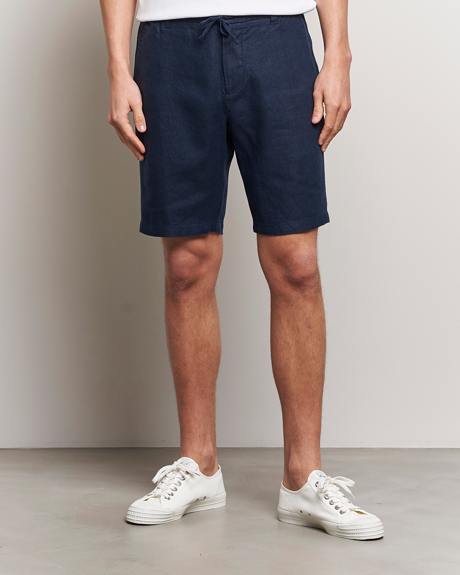 Mies | Pellavashortsit | NN07 | Seb Linen Drawstring Shorts Navy Blue