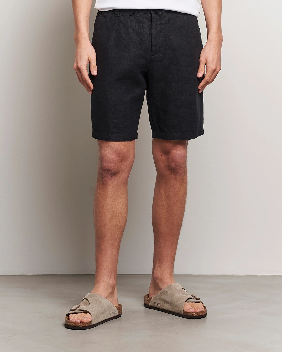 Men | Clothing | NN07 | Seb Linen Drawstring Shorts Black