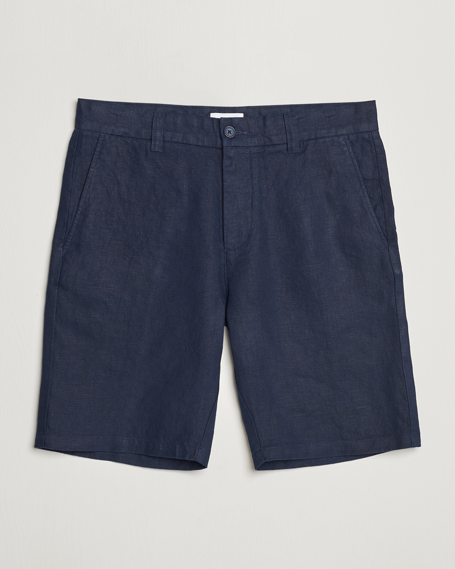 Miehet |  | NN07 | Crown Linen Shorts Navy Blue