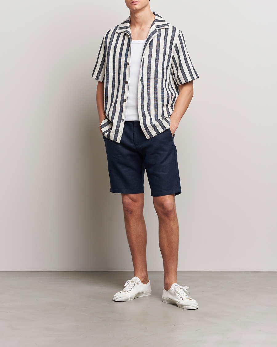 Mies | Shortsit | NN07 | Crown Linen Shorts Navy Blue