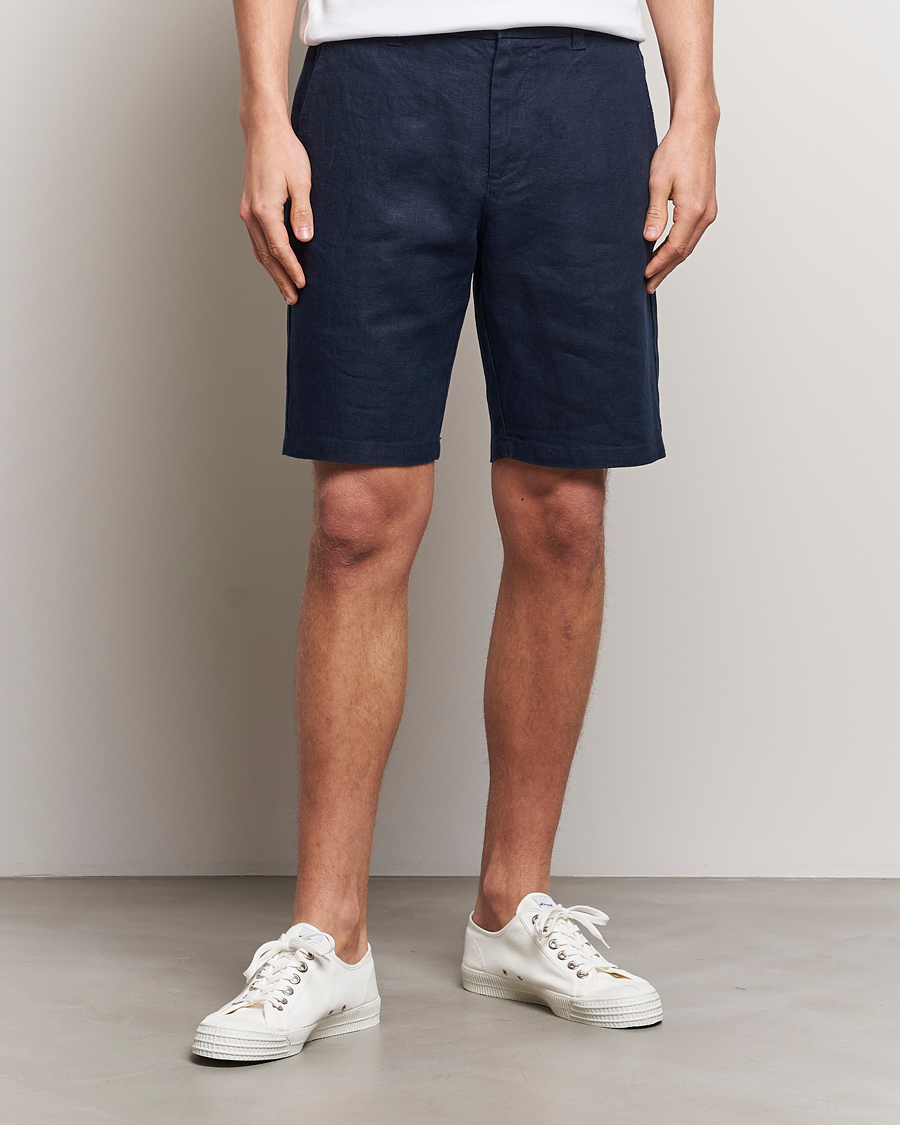 Mies | Osastot | NN07 | Crown Linen Shorts Navy Blue
