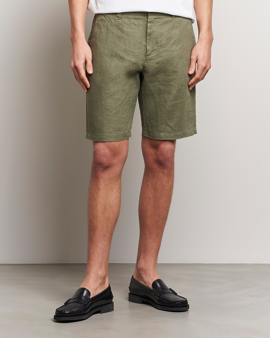 Mies | Pellavan paluu | NN07 | Crown Linen Shorts Lichten Green