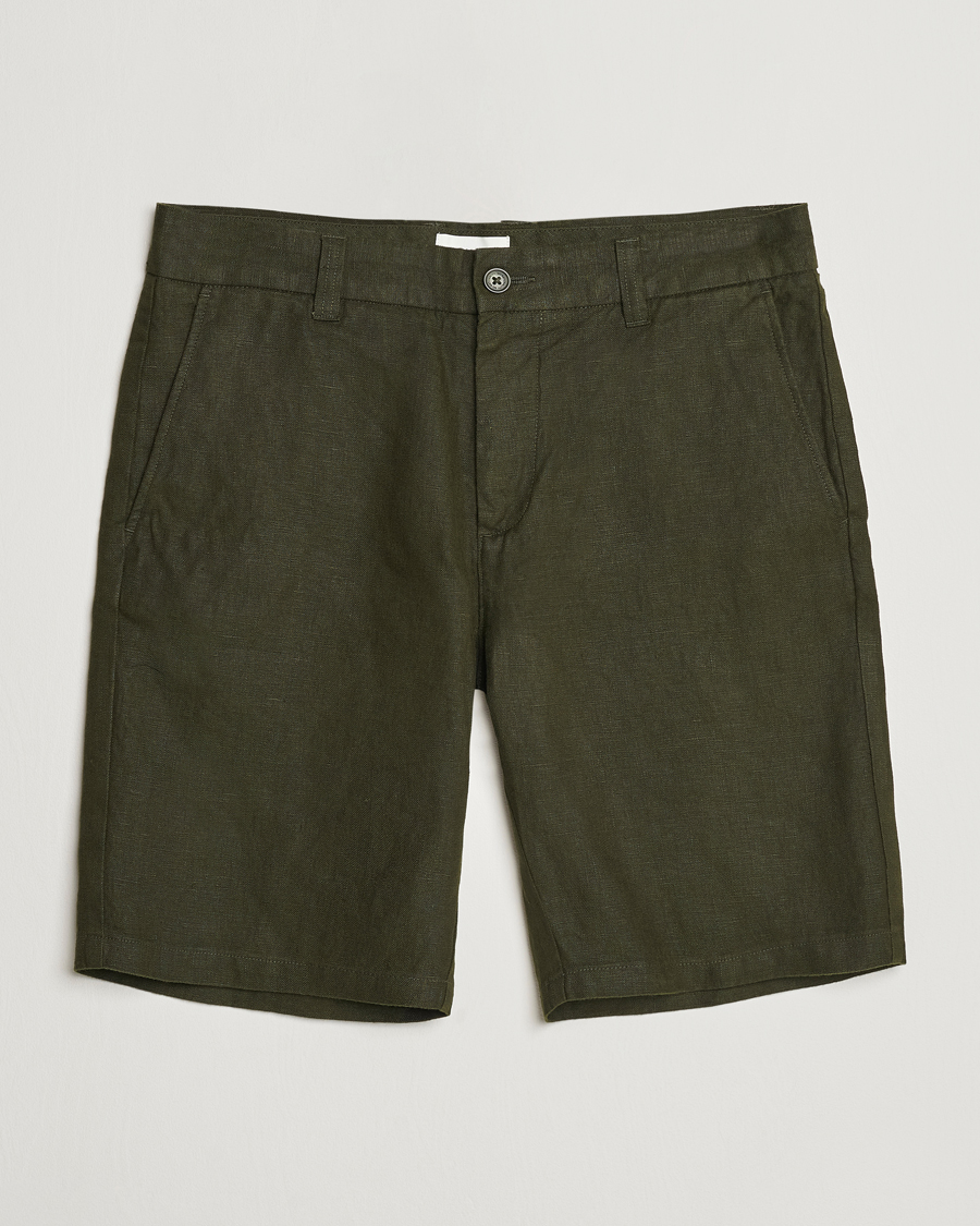 Miehet |  | NN07 | Crown Linen Shorts Rosin Green
