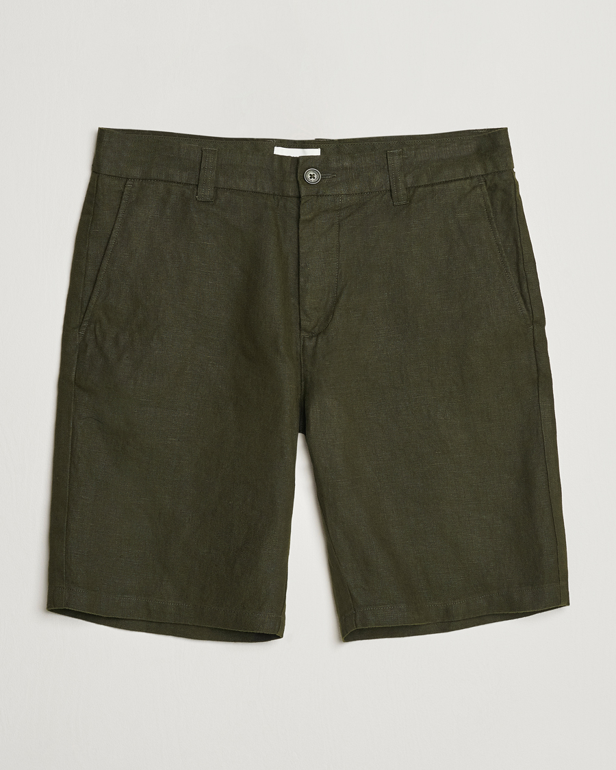 Mies | Shortsit | NN07 | Crown Linen Shorts Rosin Green