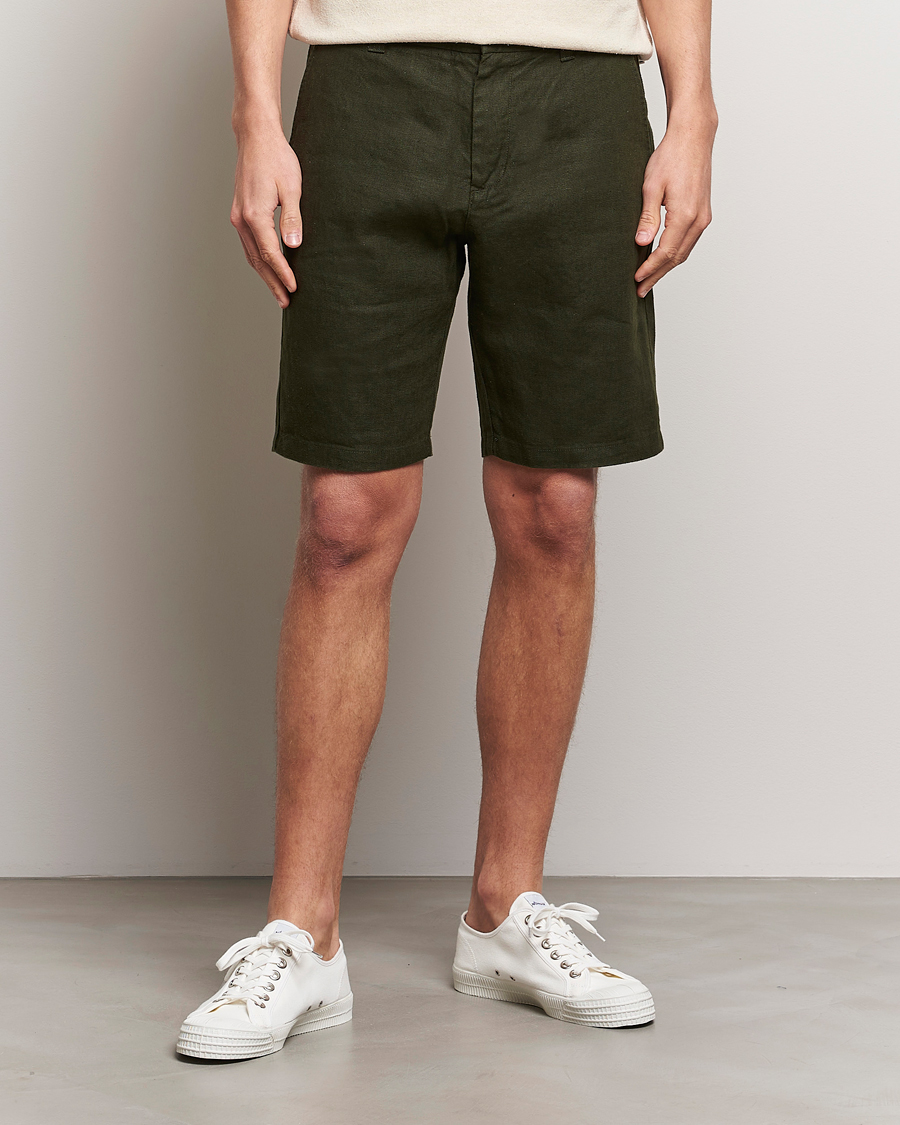 Mies | Pellavashortsit | NN07 | Crown Linen Shorts Rosin Green