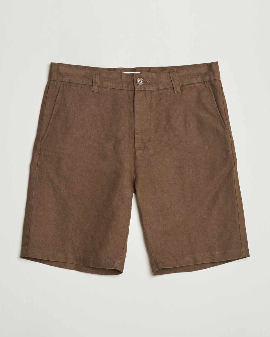 Miehet |  | NN07 | Crown Linen Shorts Cocoa Brown