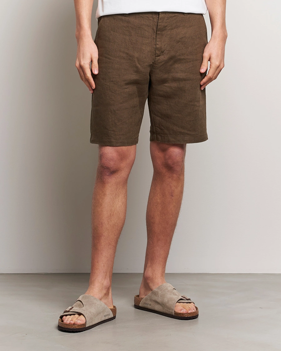 Mies | Osastot | NN07 | Crown Linen Shorts Cocoa Brown
