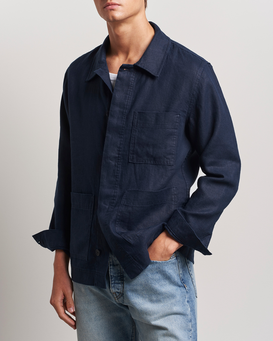Mies | Uudet tuotekuvat | NN07 | Olav Linen Overshirt Navy Blue
