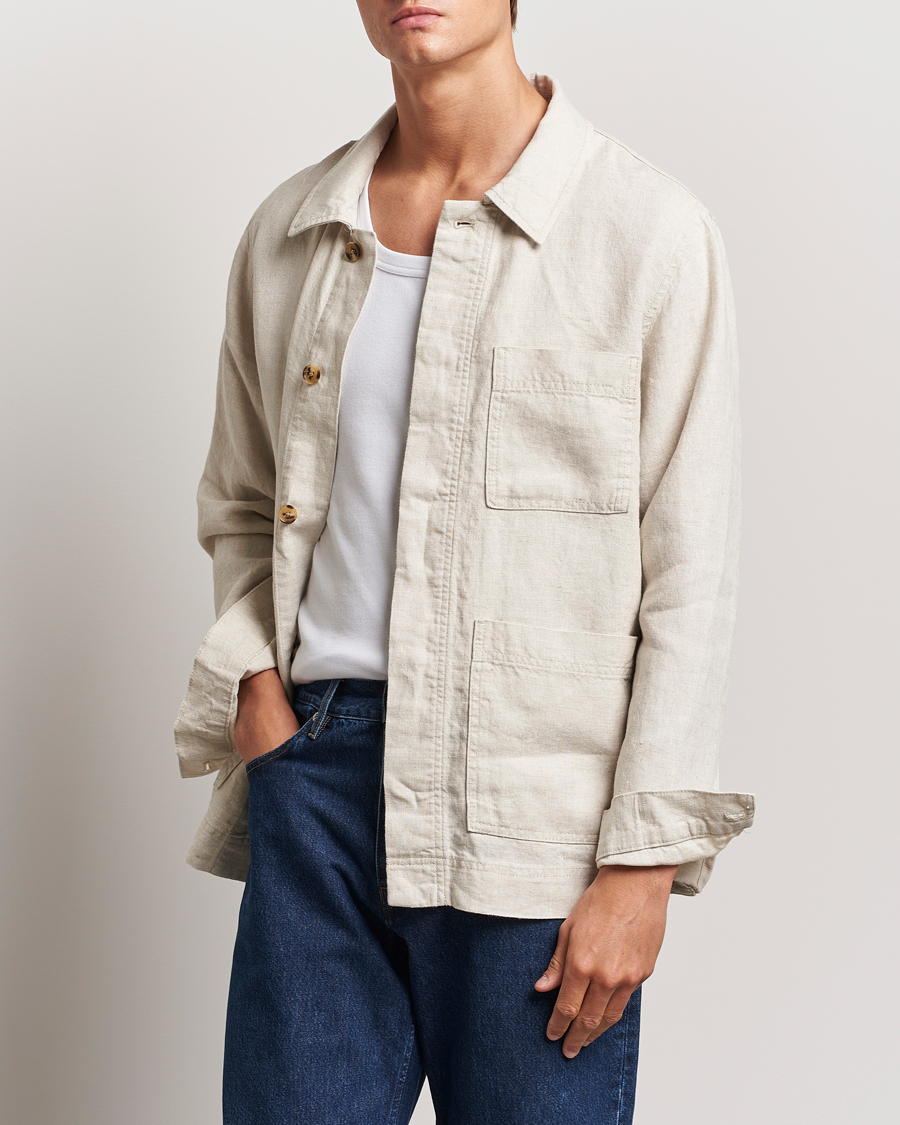 Mies | Kauluspaidat | NN07 | Olav Linen Overshirt Oat