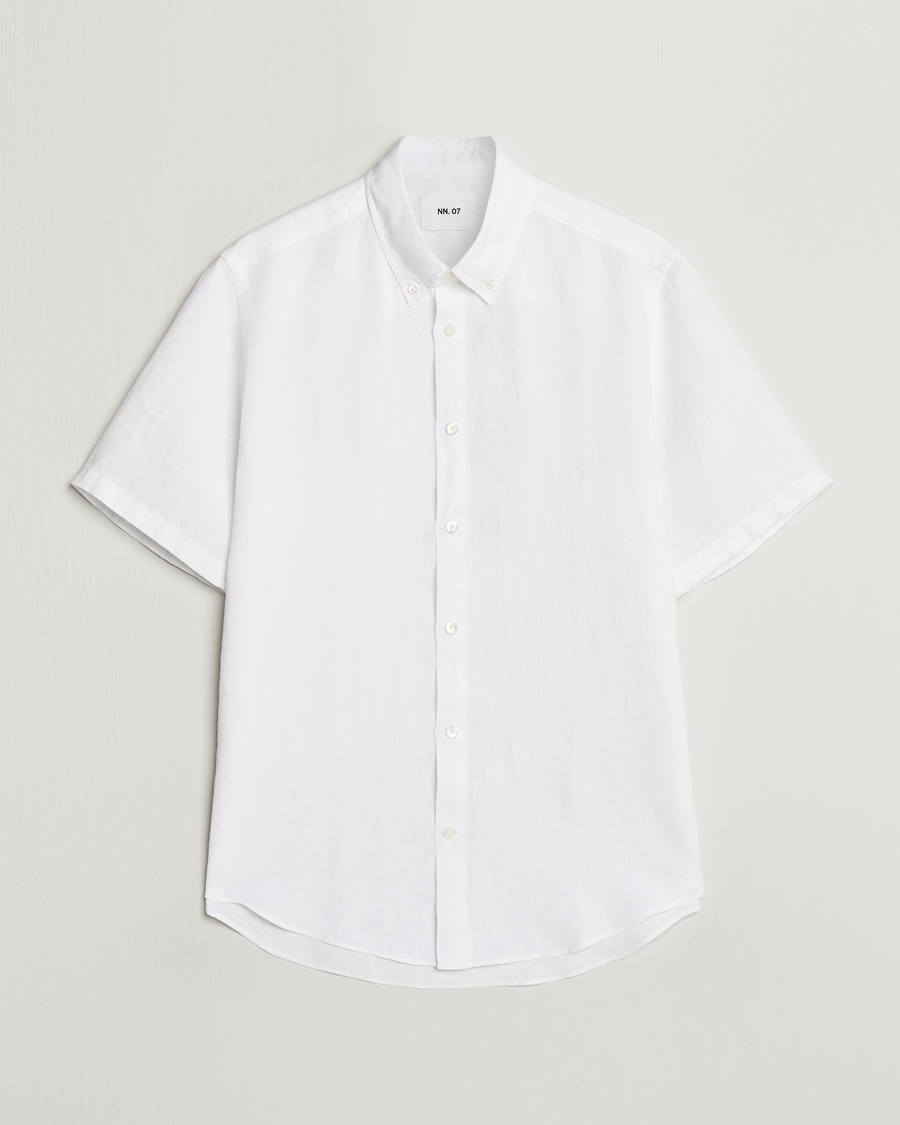 Mies | Kauluspaidat | NN07 | Arne Linen Short Sleeve Shirt White
