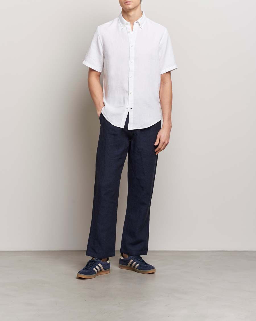 Mies | Kauluspaidat | NN07 | Arne Linen Short Sleeve Shirt White