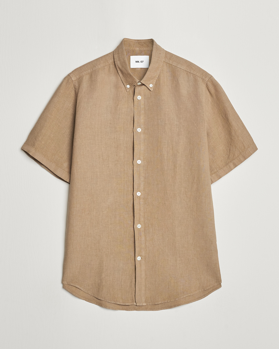 Mies | Kauluspaidat | NN07 | Arne Linen Short Sleeve Shirt Greige