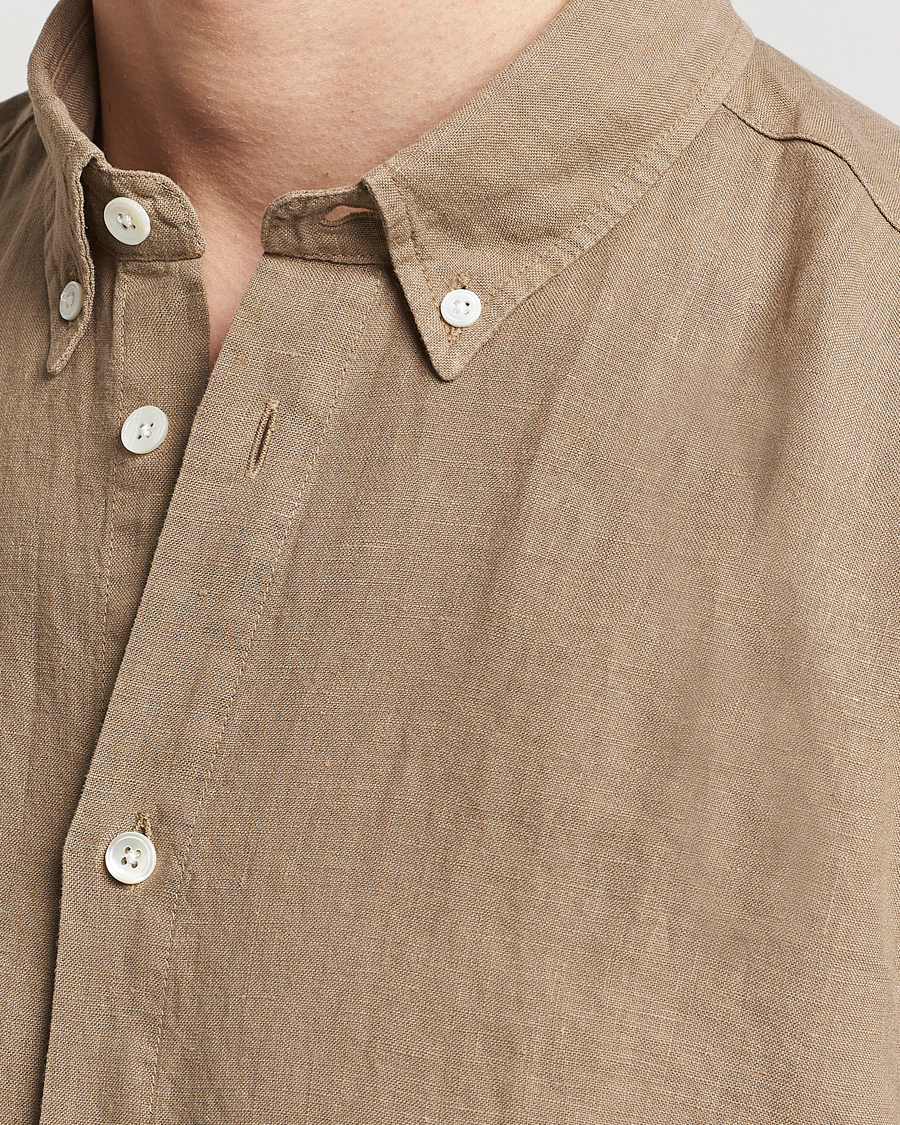 Mies | Kauluspaidat | NN07 | Arne Linen Short Sleeve Shirt Greige