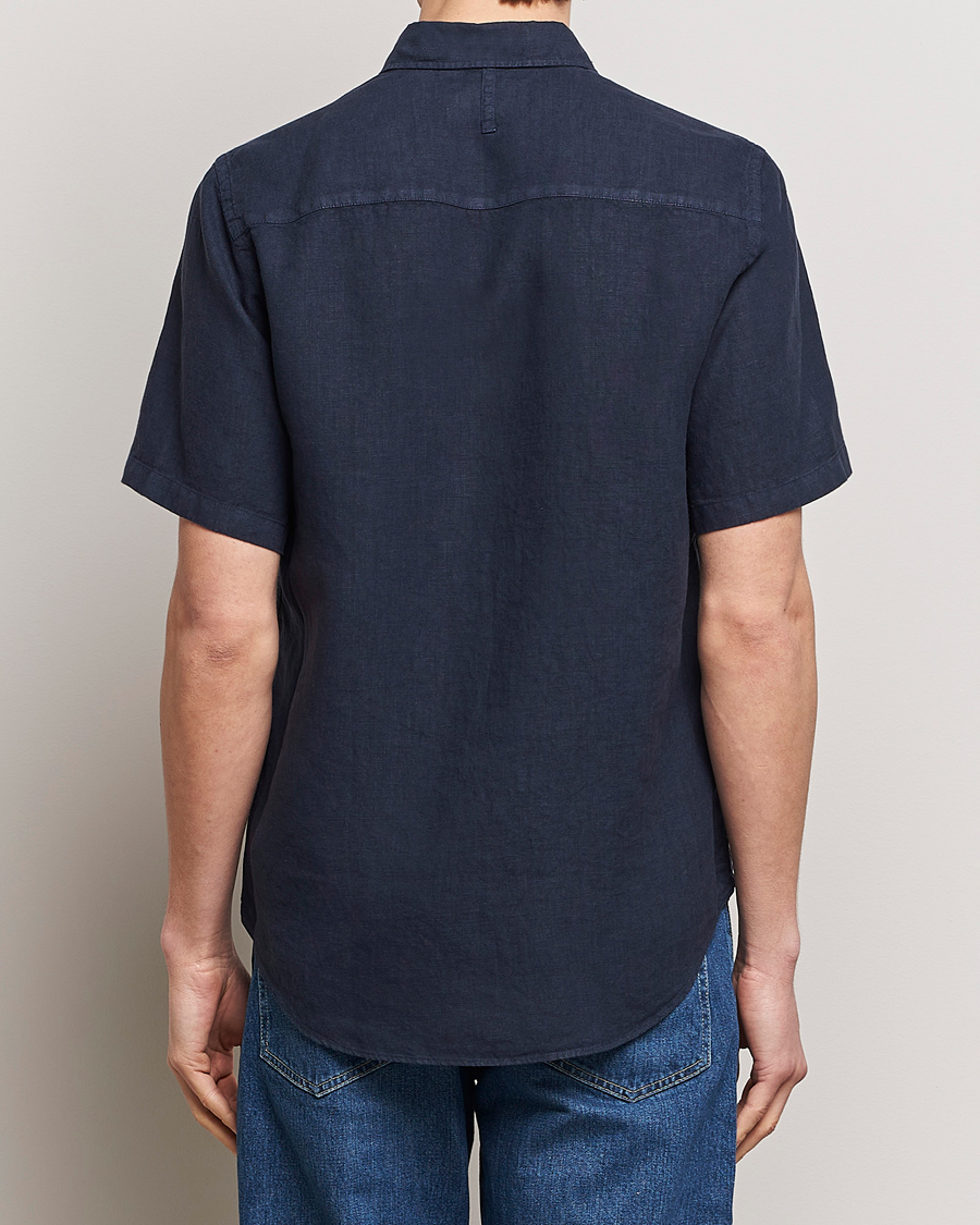 Mies | Kauluspaidat | NN07 | Arne Linen Short Sleeve Shirt Navy Blue