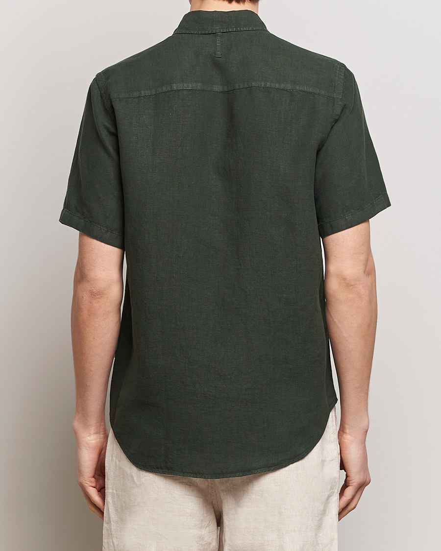 Mies | Kauluspaidat | NN07 | Arne Linen Short Sleeve Shirt Rosin Green
