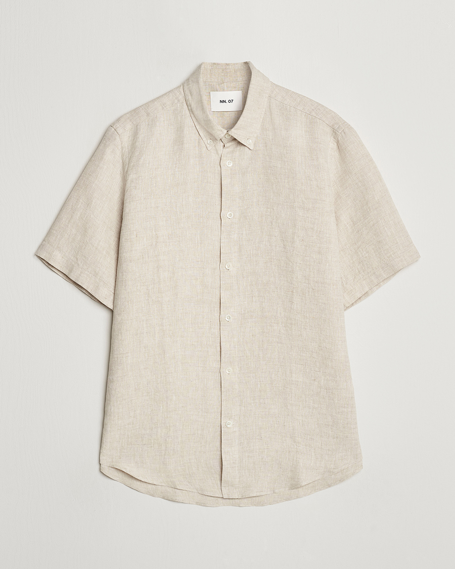 Mies | Kauluspaidat | NN07 | Arne Linen Short Sleeve Shirt Oat