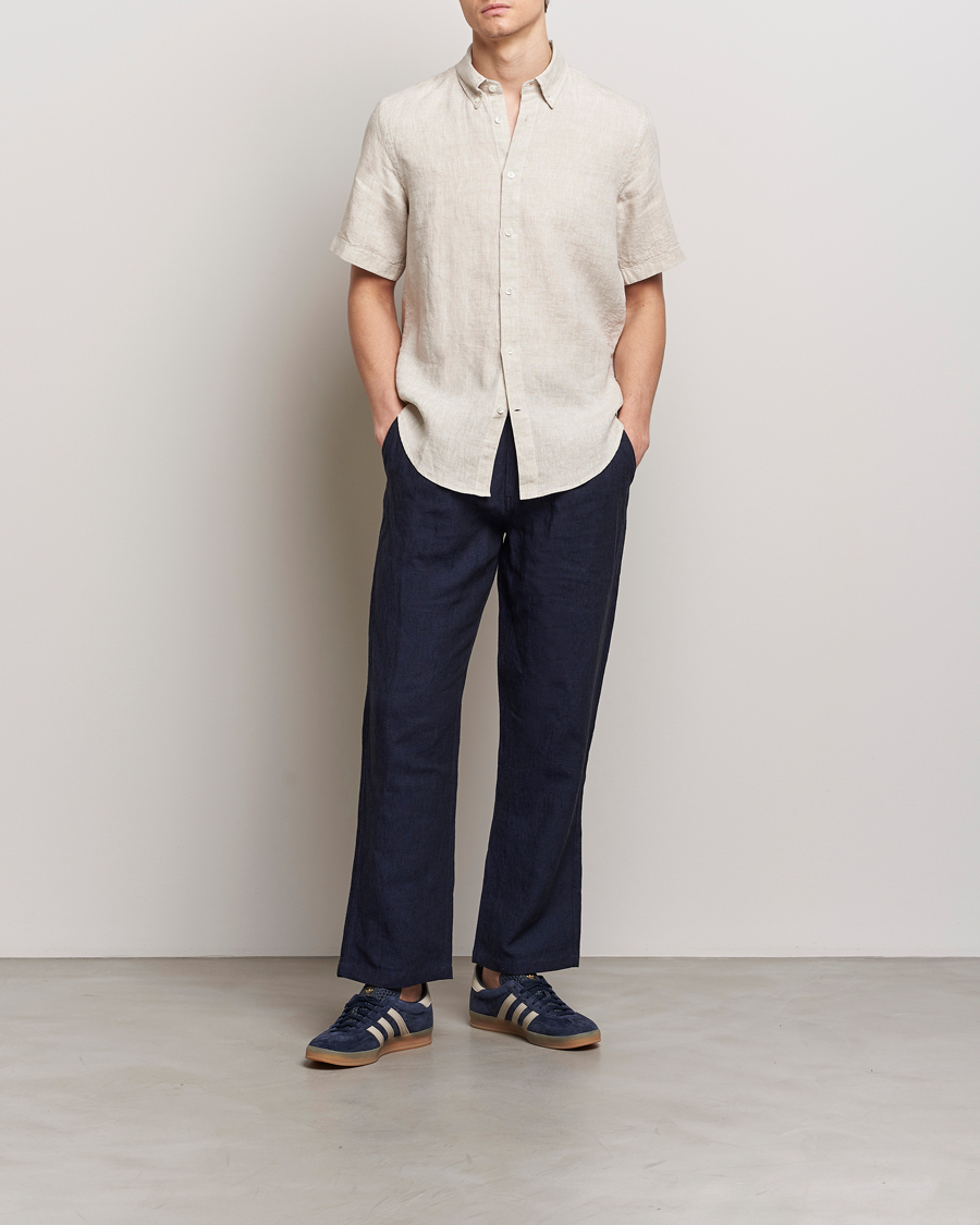 Mies | Kauluspaidat | NN07 | Arne Linen Short Sleeve Shirt Oat