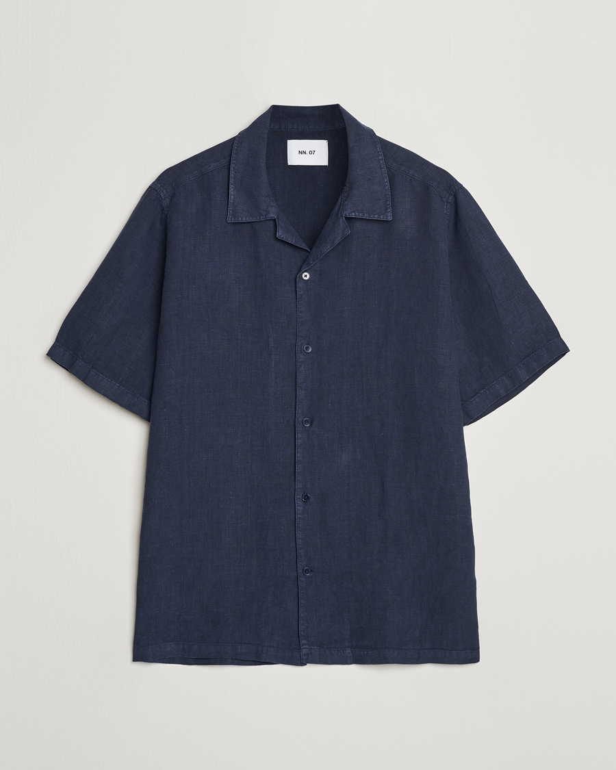 Mies |  | NN07 | Julio Linen Resort Shirt Navy Blue