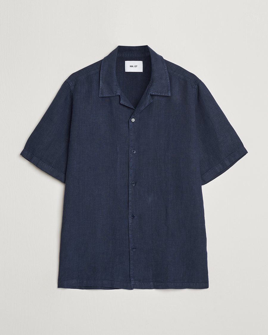 Mies | Kauluspaidat | NN07 | Julio Linen Resort Shirt Navy Blue