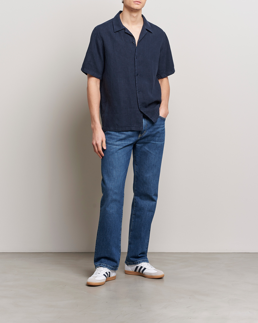 Mies | Kauluspaidat | NN07 | Julio Linen Resort Shirt Navy Blue