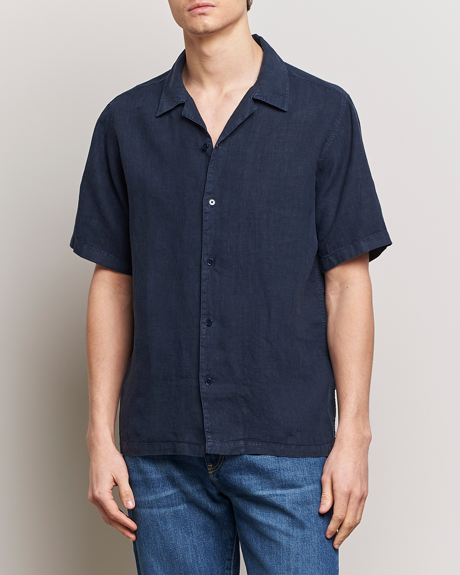 Mies | Lyhythihaiset kauluspaidat | NN07 | Julio Linen Resort Shirt Navy Blue