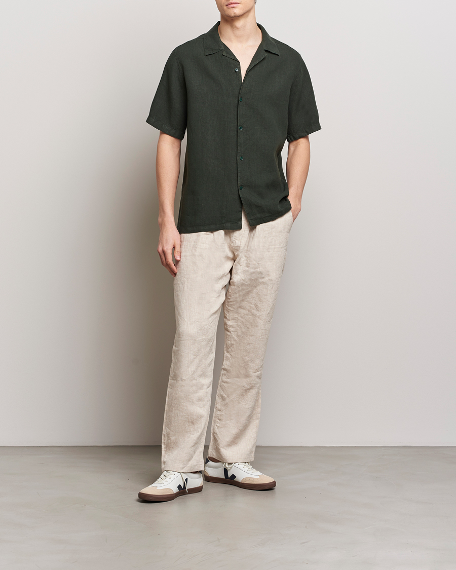 Mies | Kauluspaidat | NN07 | Julio Linen Resort Shirt Rosin Green