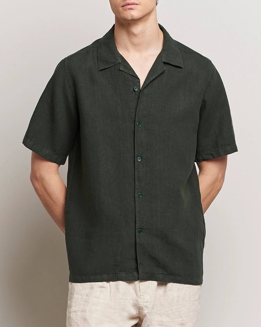 Mies | Kauluspaidat | NN07 | Julio Linen Resort Shirt Rosin Green